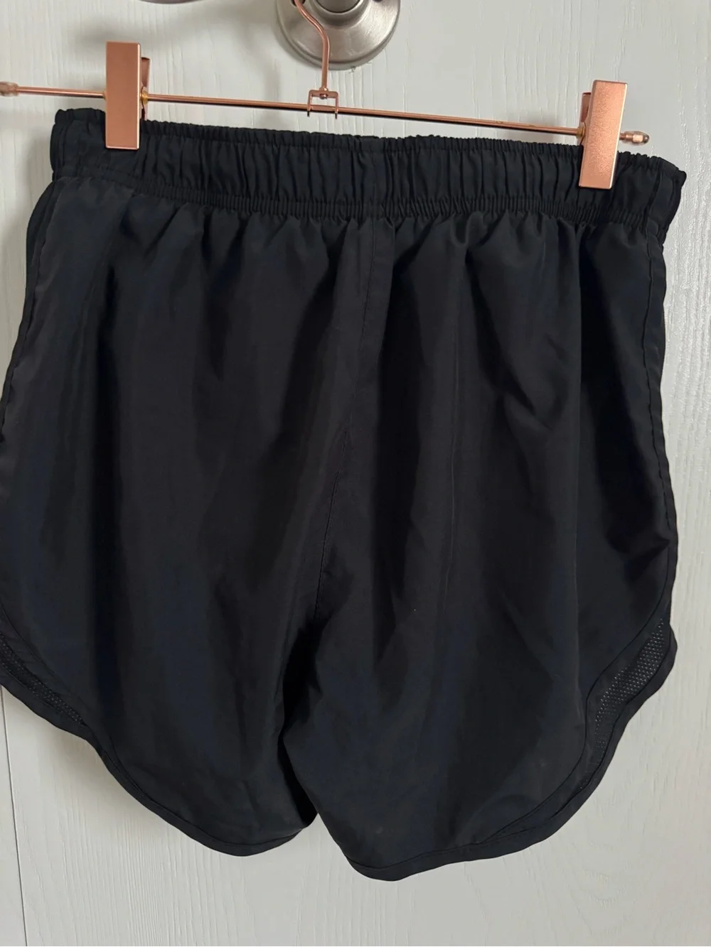 Nike Women's Black Athletic Running Shorts with White Swoosh